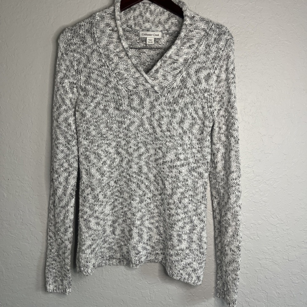 Women's Coldwater Creek Pullover Sweater, Grey,‎ Size 6 (6-8)
